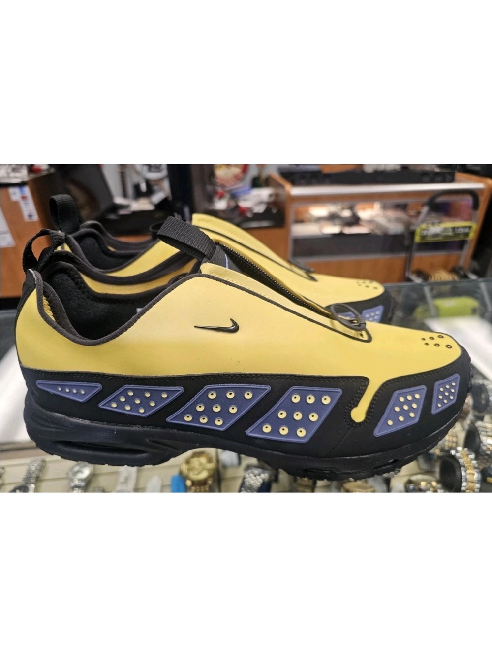 Nike Women’s Yellow and Black Zip-Front Slip-On Sneakers